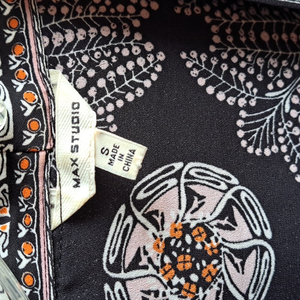 Max Studio size S woman's black and pink abstract print kimono - Picture 2 of 5